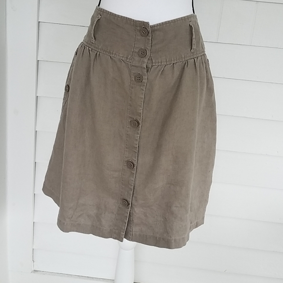 Workshop Tan Linen Skirt, Sz. 14 - Picture 5 of 7